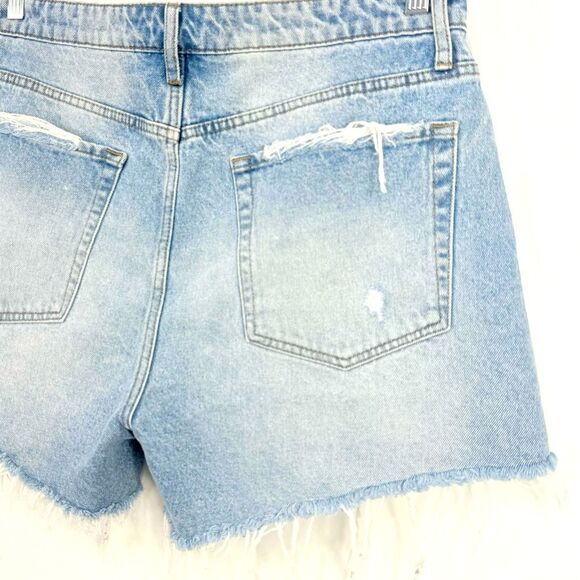 Jelly Jeans Blue 100% Cotton Light Wash Factory Distressed High Rise Denim Short - Picture 12 of 15